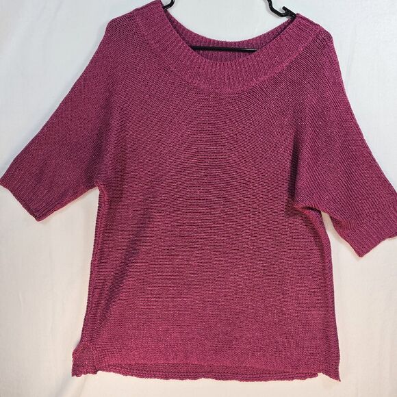 Coldwater Creek Linen Blend Loose Knit Doman Sleeve Sweater Tunic Pink Med - Picture 1 of 9
